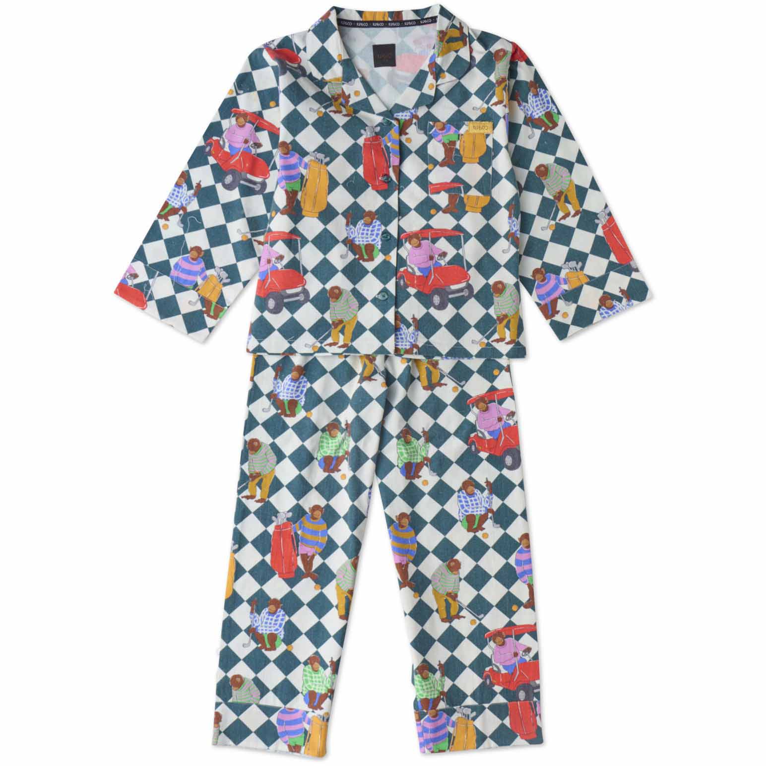 Kip&Co Hole In One Flannelette Long Sleeve Shirt & Pant Pyjama Set