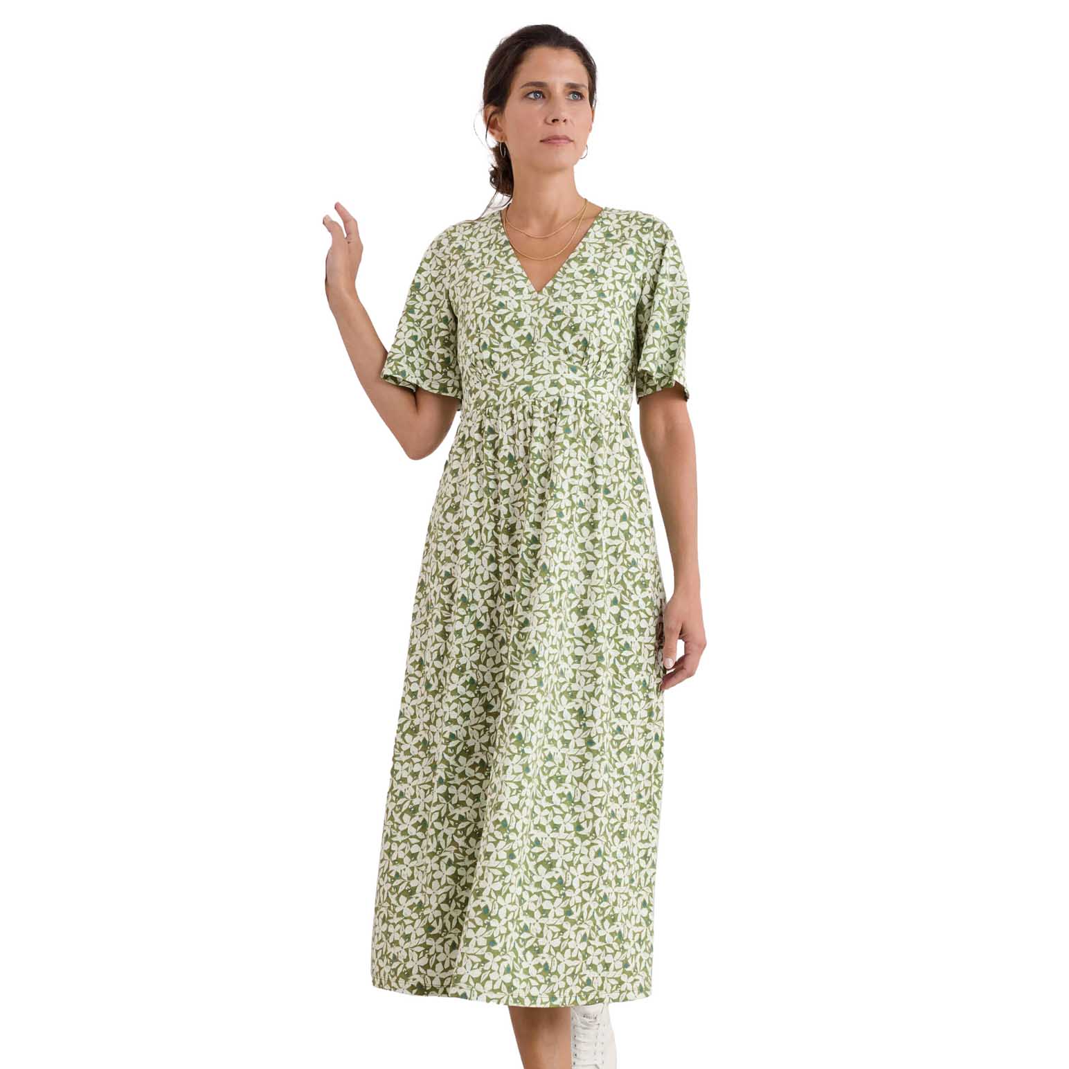 Seasalt Cornwall Chateaux Dress (Half Sleeve) Headland Collage Dark Citron