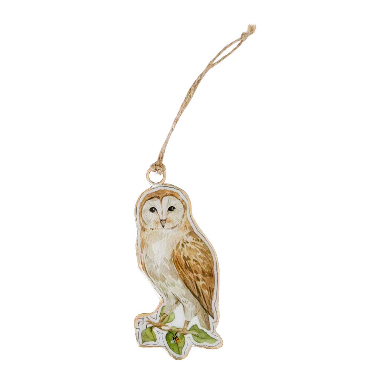 Owl/Fox Metal Hanging Decoration Brown & Orange 9cm