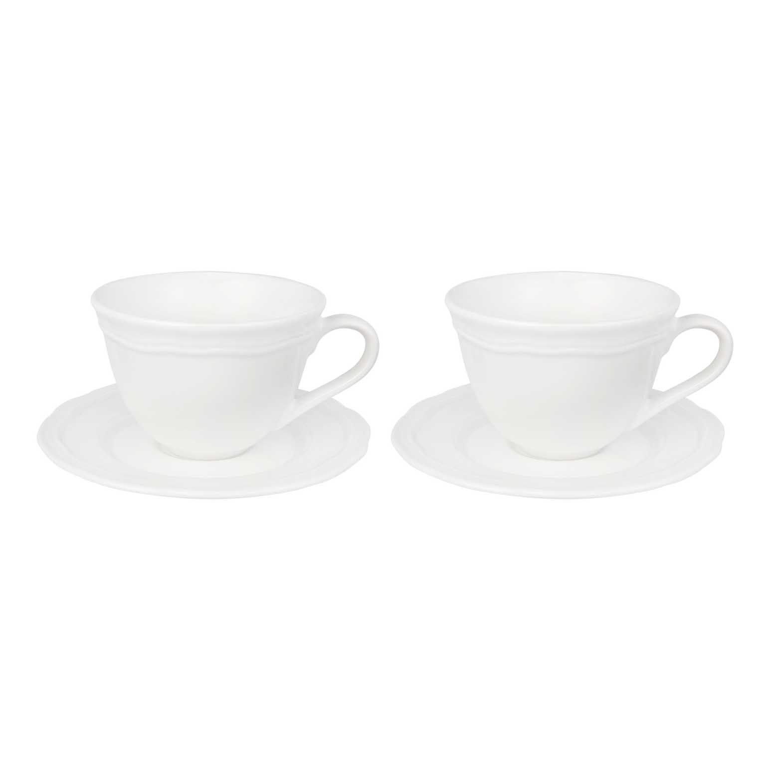 Casa Domani Florence Scallop Demi Cup & Saucer 80ml Set Of 2 White Boxed