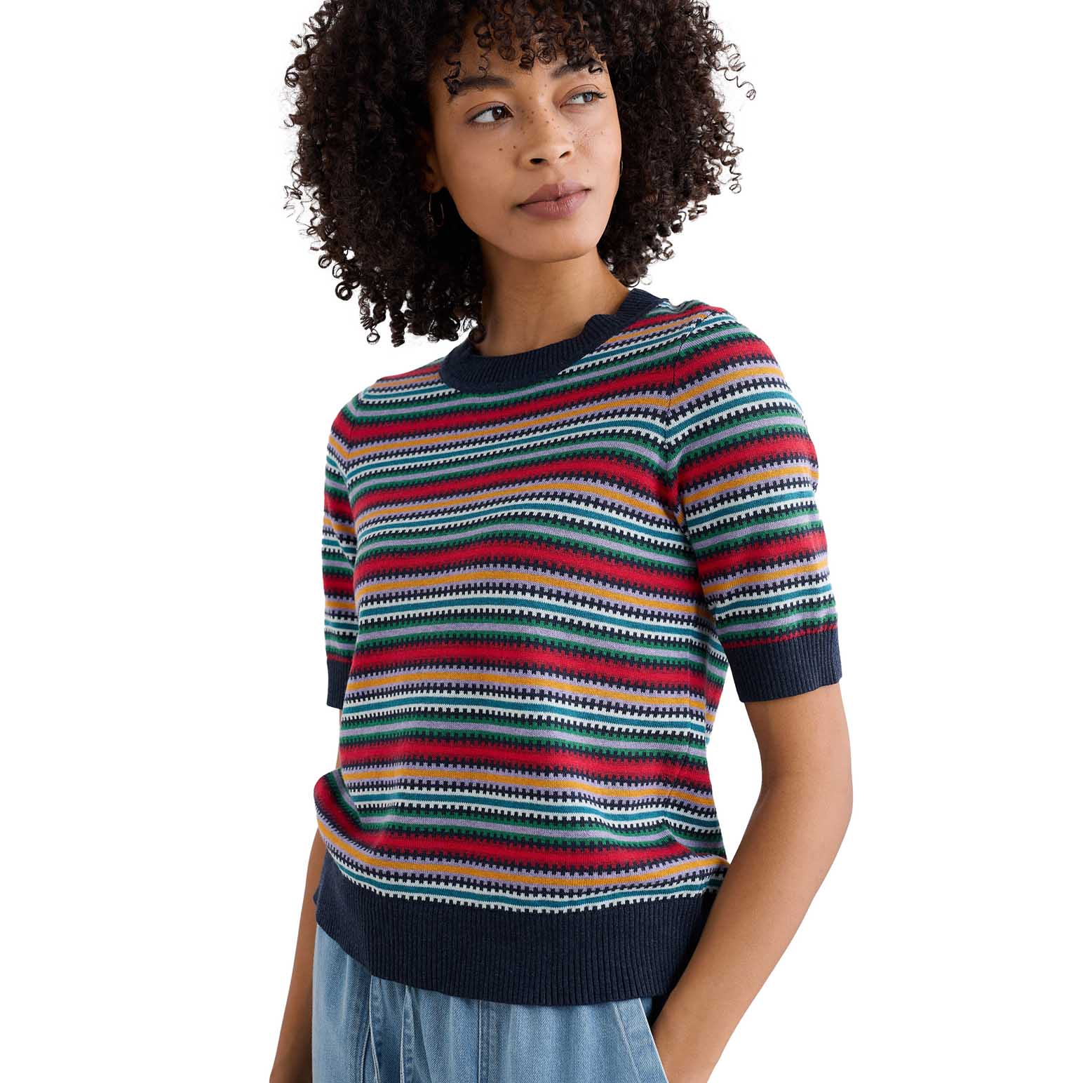 Seasalt Cornwall Rock Bell Top Zig Zag Clover Maritime Multi