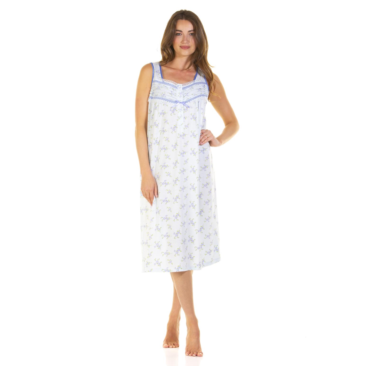 La Marquise Primrose In Bloom Cotton Rich Sleeveless Nightdress