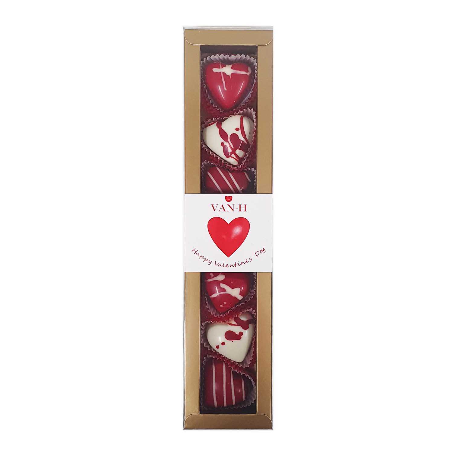 Van Heiningen Valentines 7 Piece Box - Strawberry & Raspberry Hearts