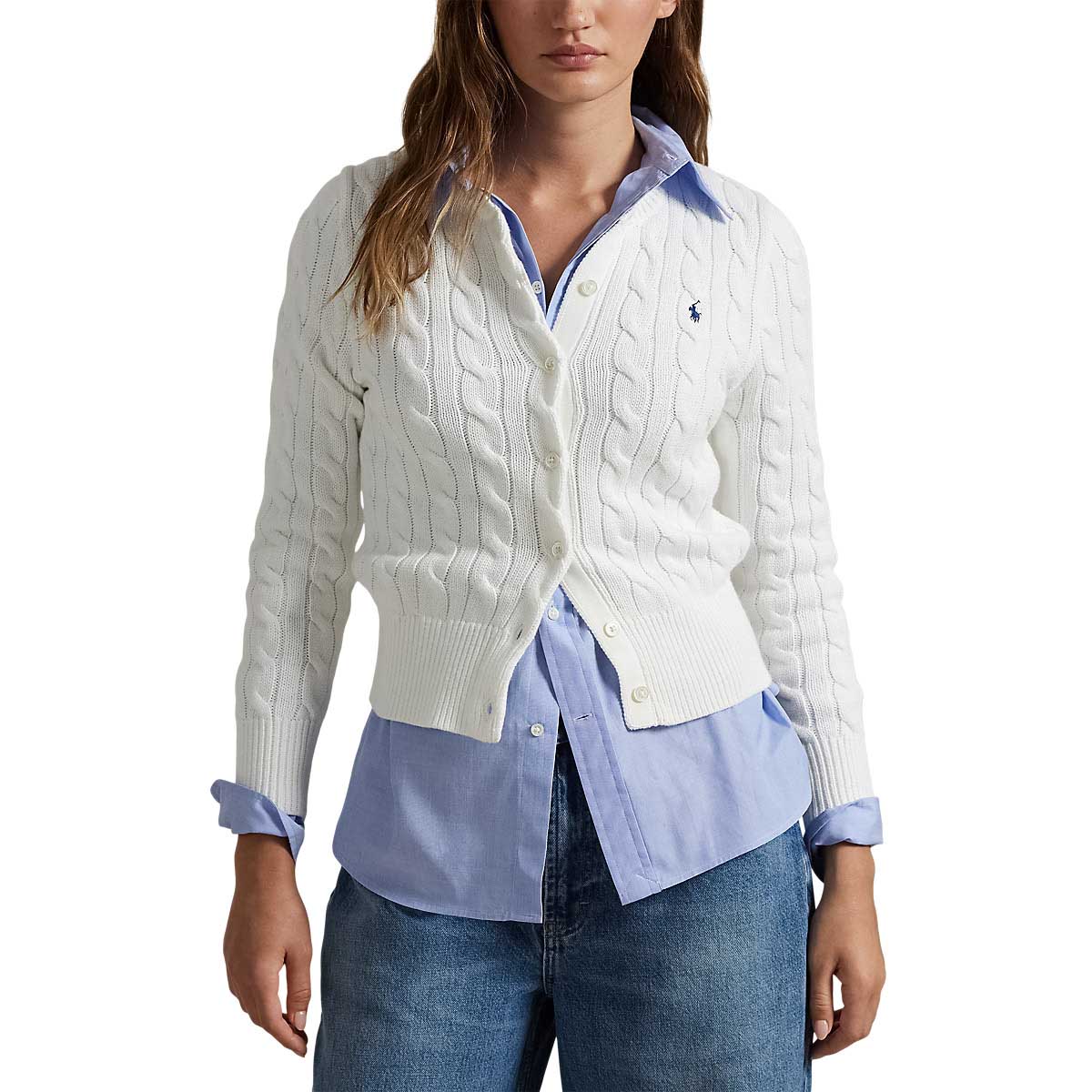 Polo Ralph Lauren Cable Knit Cotton Crewneck Cardigan