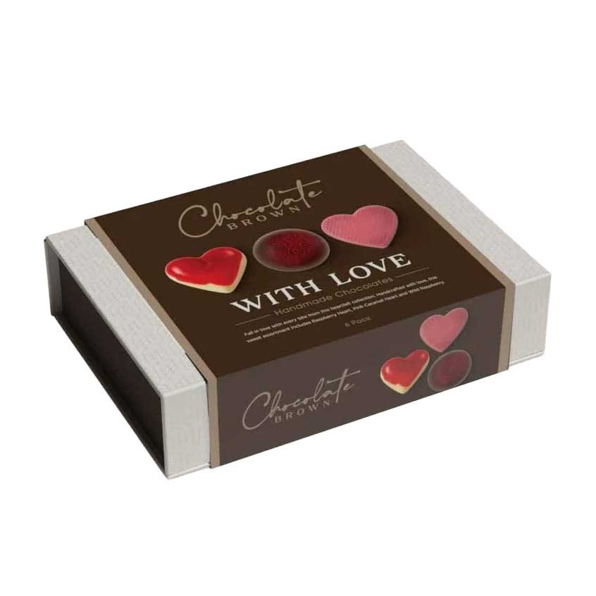 Chocolate Brown With Love Boxed Chocolates 6-Piece