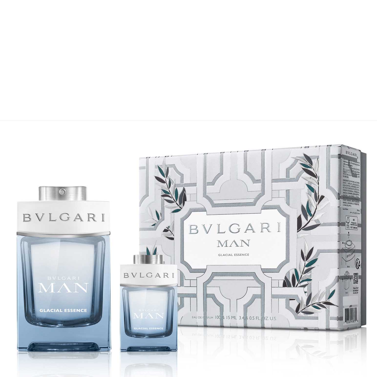 Bvlgari Man Glacial Essence 100ml EDP + 15ml EDP Christmas Gift Set