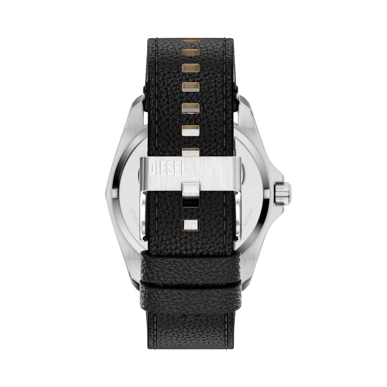Diesel Stinger Three-Hand Black Leather Watch