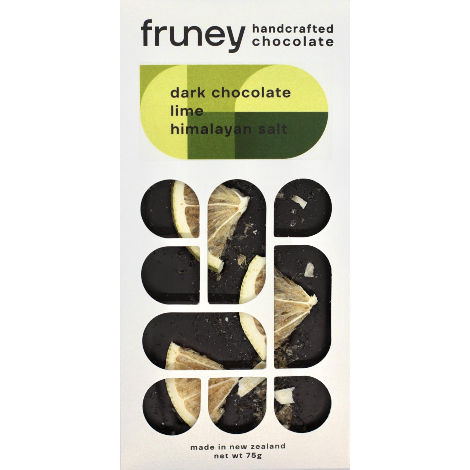 fruney Dark Chocolate, Lime & Himalayan Salt 75g