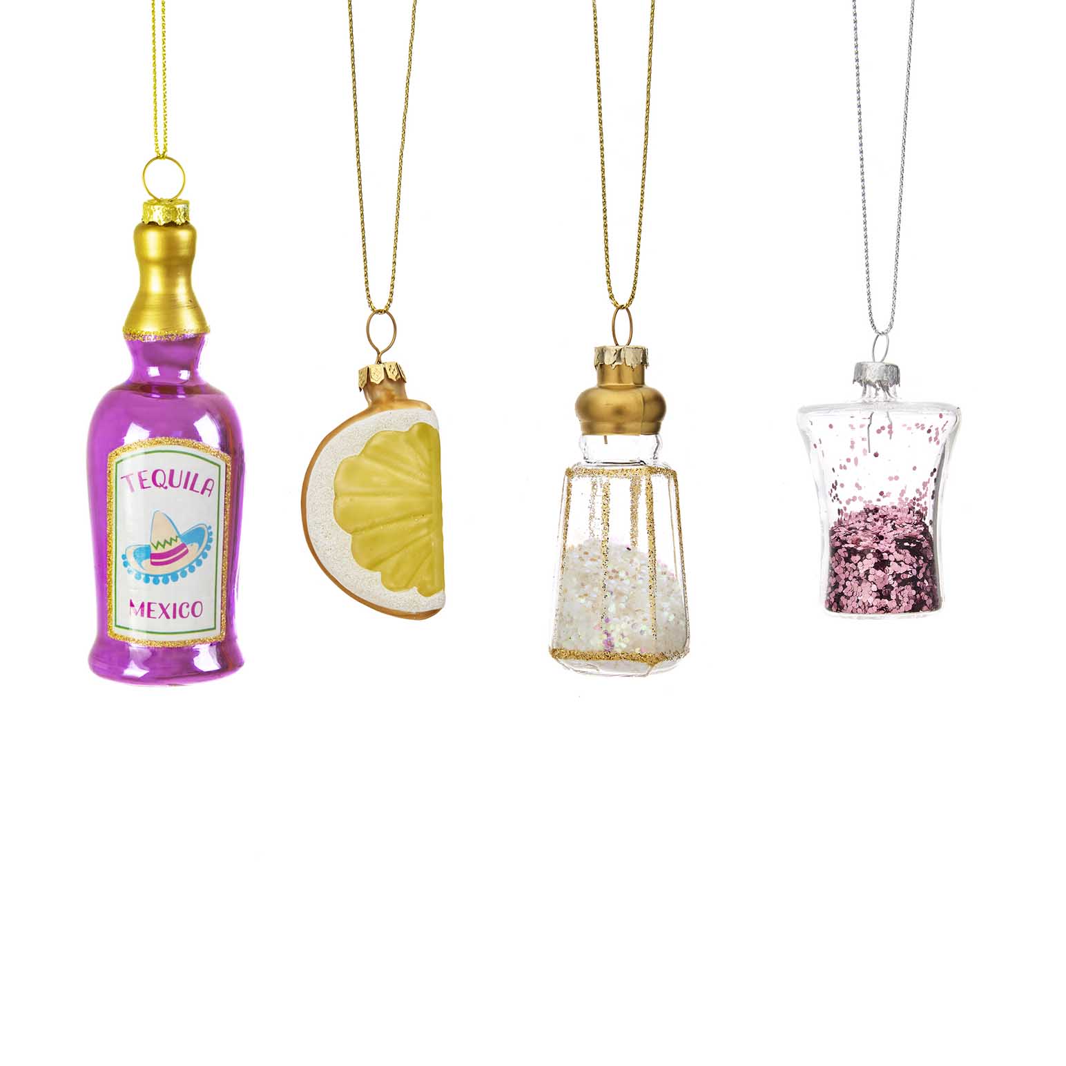 Sass & Belle Christmas Cheer Tequila Shaped Baubles Set Of 4