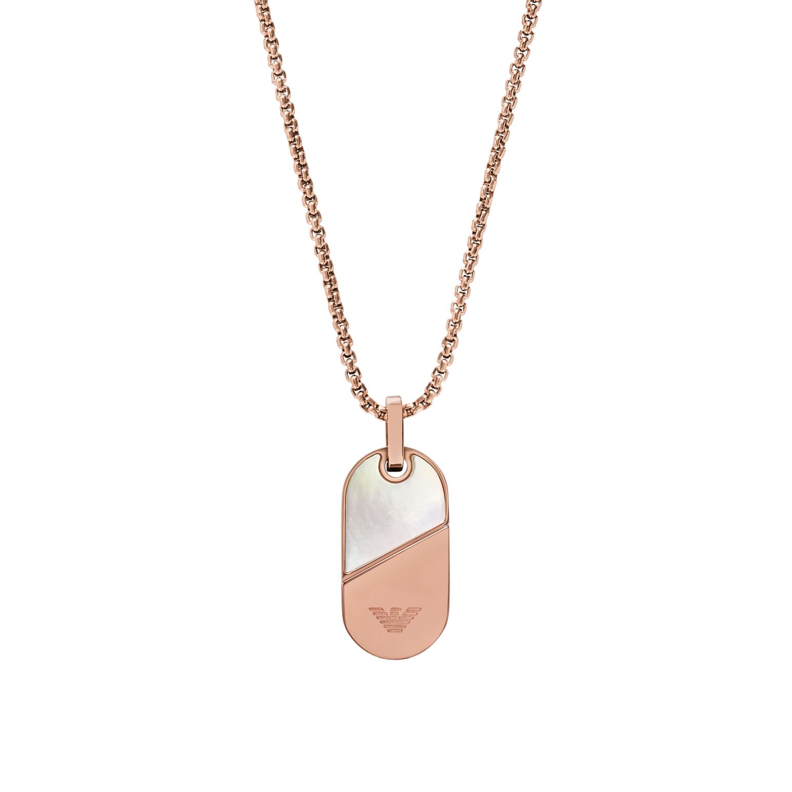 Emporio Armani Rose Gold-Plated Stainless Steel Dog Tag Necklace