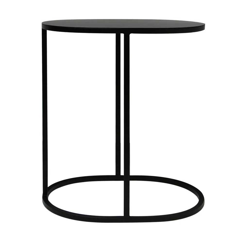 French Country Oval Couch Side Table Black