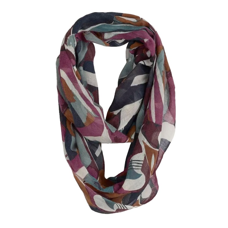Seasalt Cornwall Pretty Circle Scarf Abstract Figures Merlot Chalk