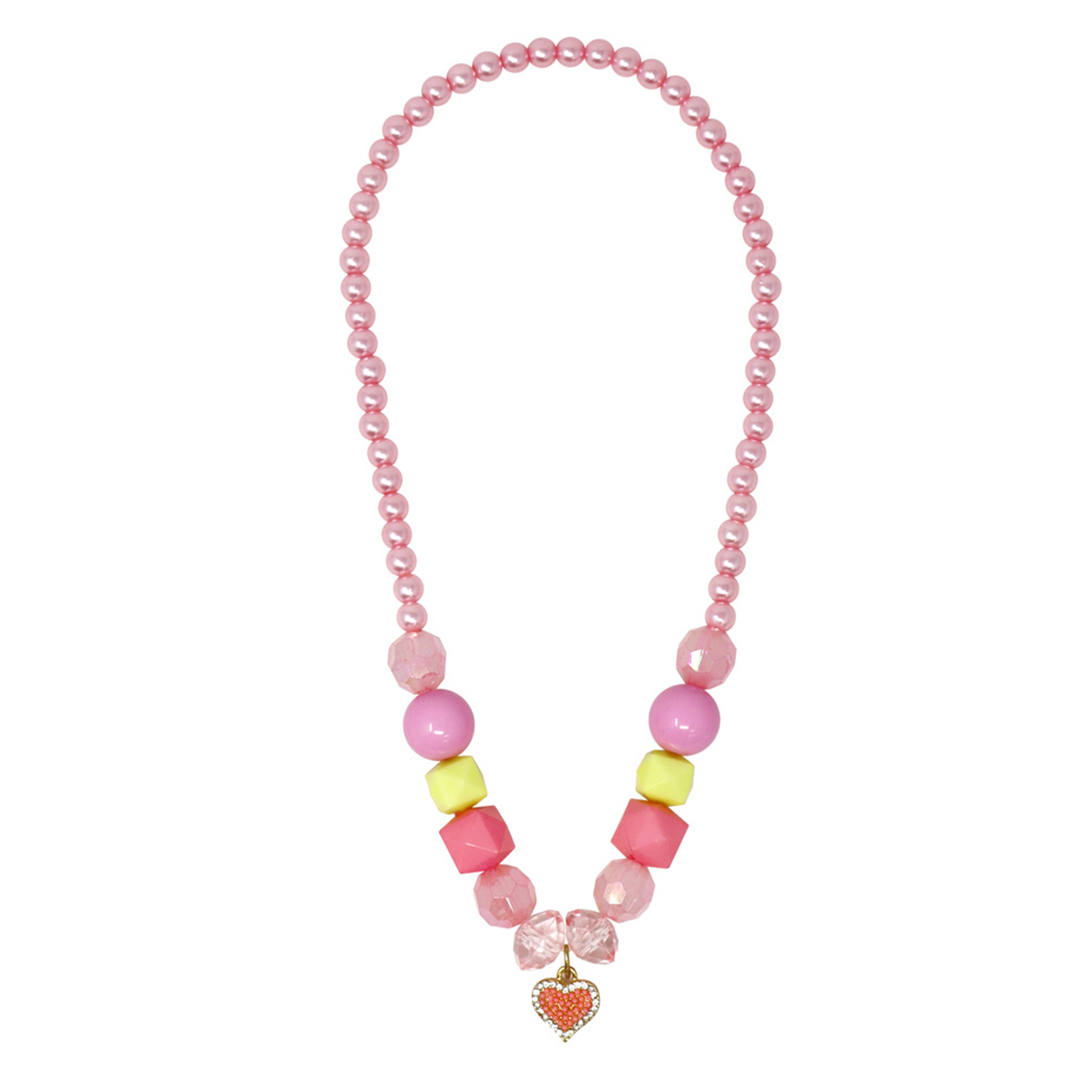 Pink Poppy My Lovely Pink Heart Charm Stretch Beaded Necklace