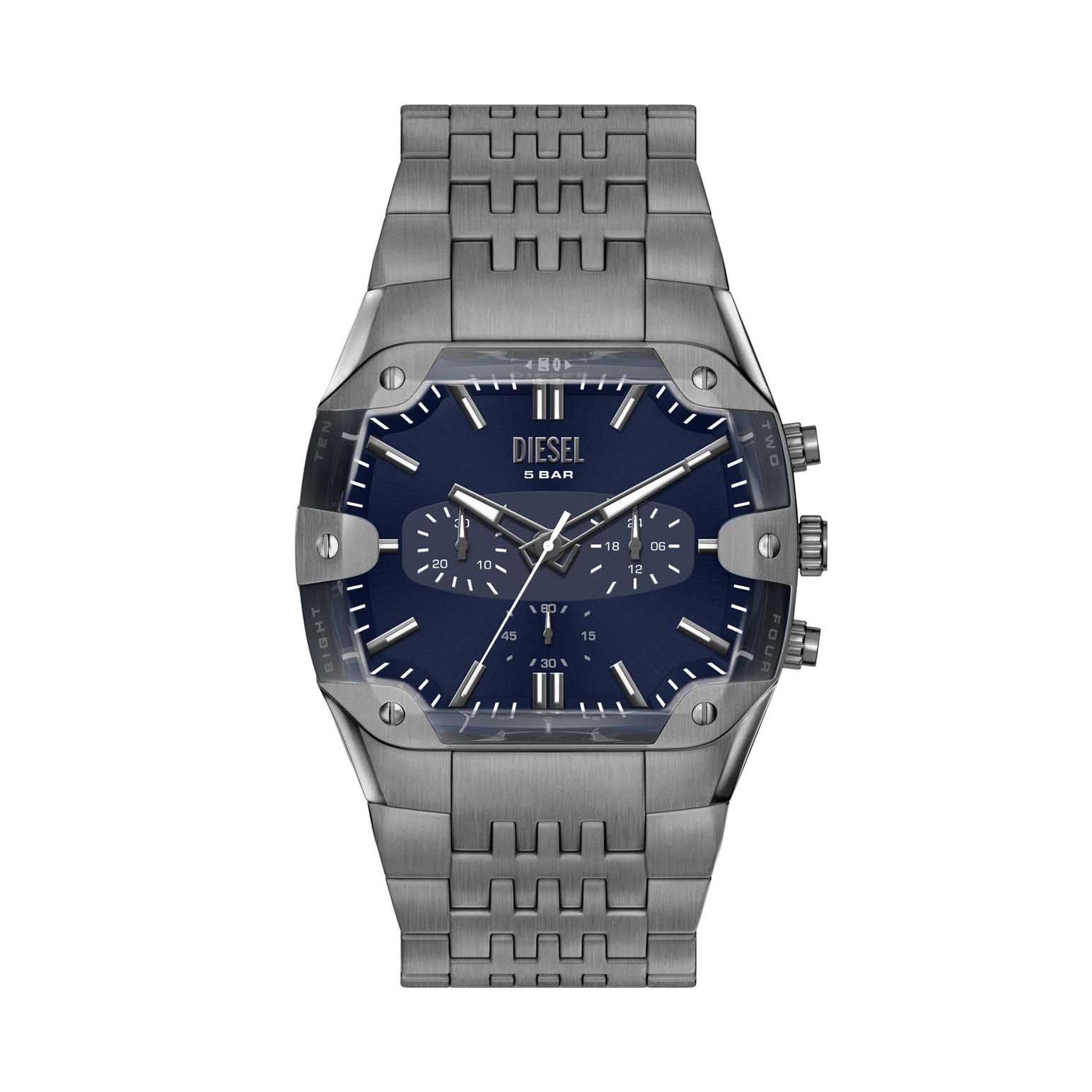 Diesel Spiked Cushion Chronograph Gunmetal Stainless Steel Watch