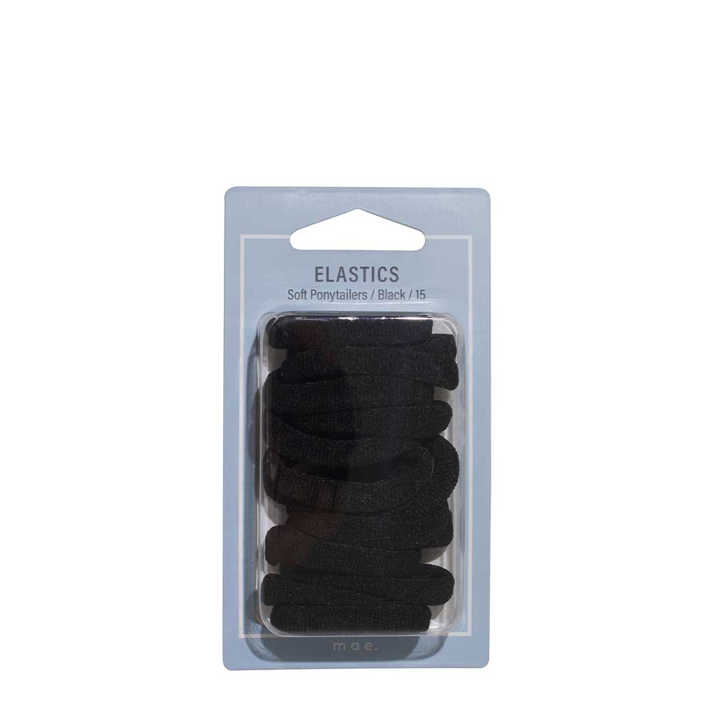 Mae Elastic Soft Ponytailers Black (15)