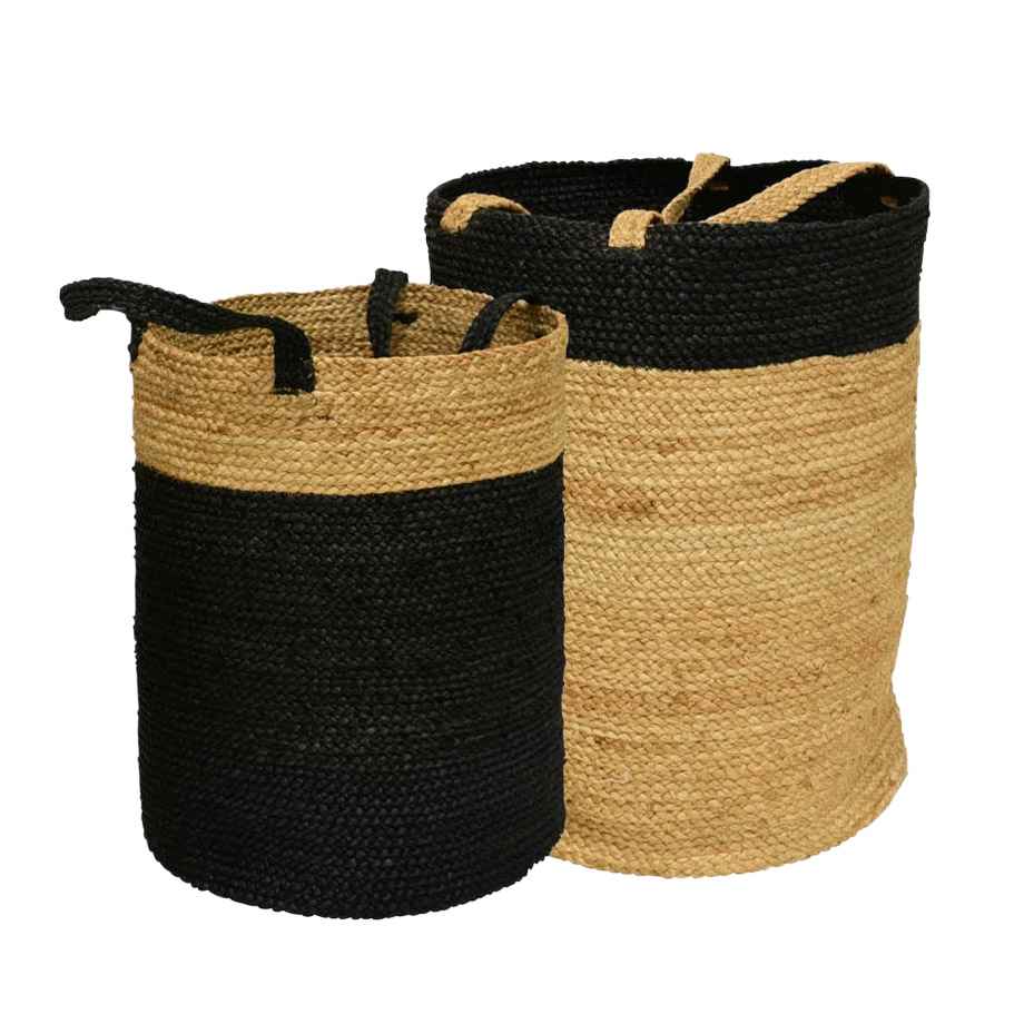 Tall Round Baskets With Handles Set Of 2