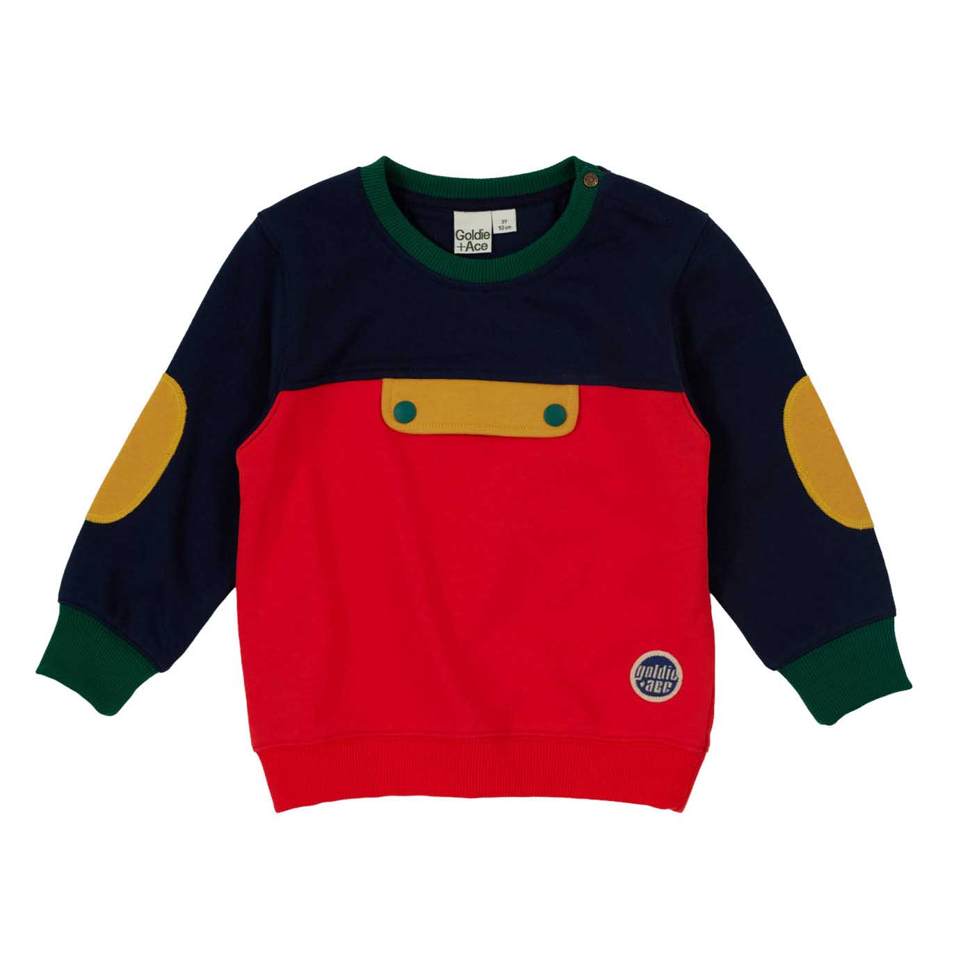 Goldie + Ace Colour Block Pocket Sweater 1-2Y