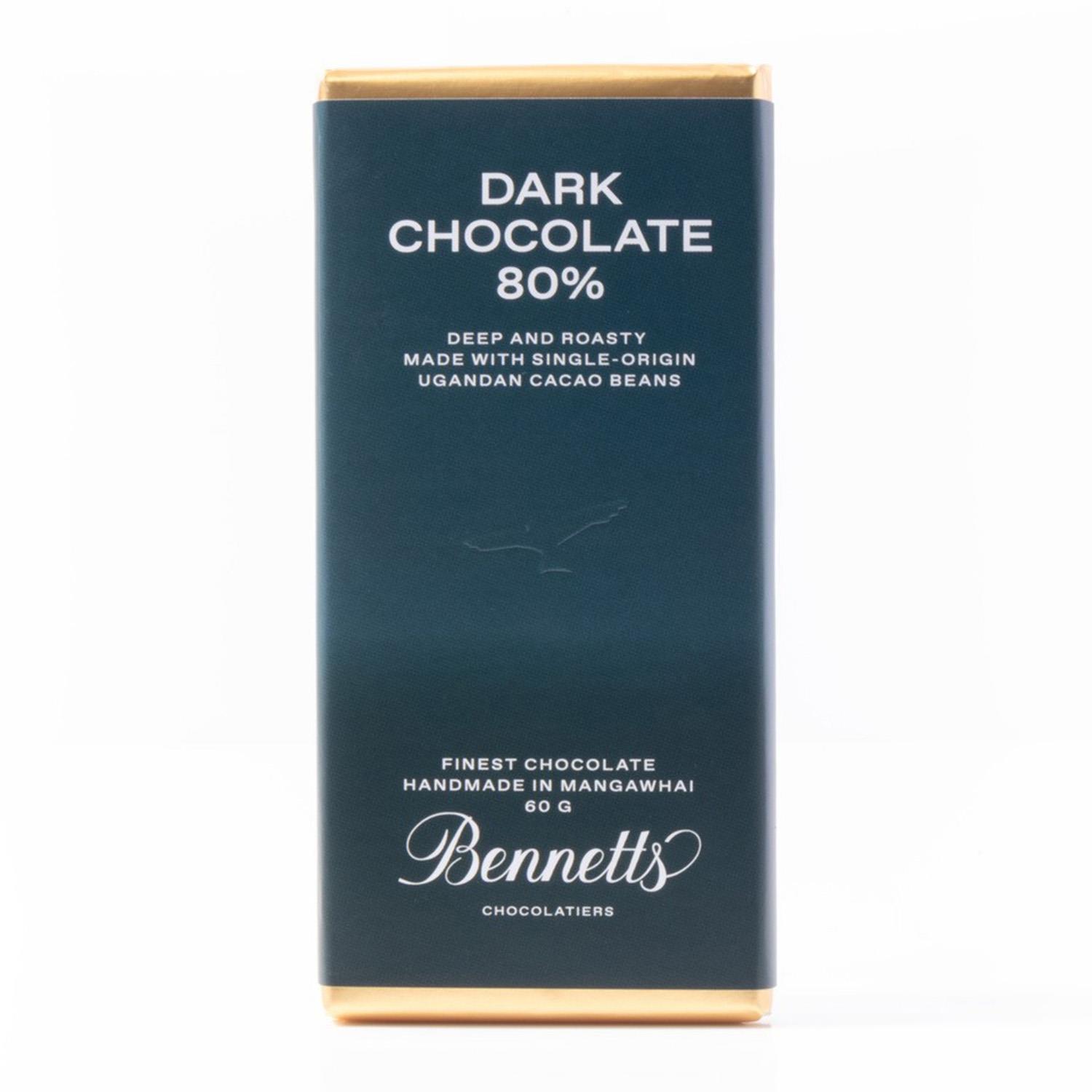 Bennetts of Mangawhai 80% Single Origin Uganda Dark Chocolate 60g