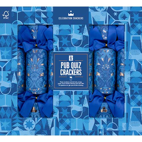The Paperie Celebration Games Room Crackers Pub Quiz Set of 6