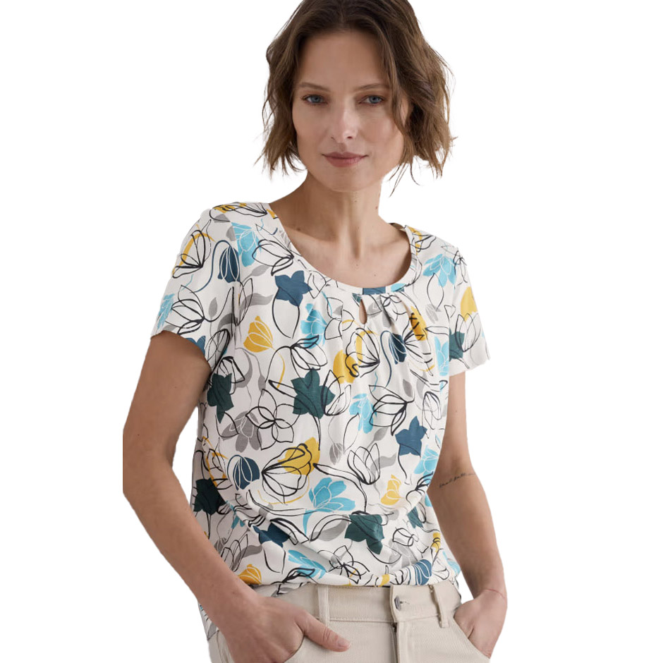 Seasalt Cornwall Appletree T-Shirt Linear Shadows Chalk