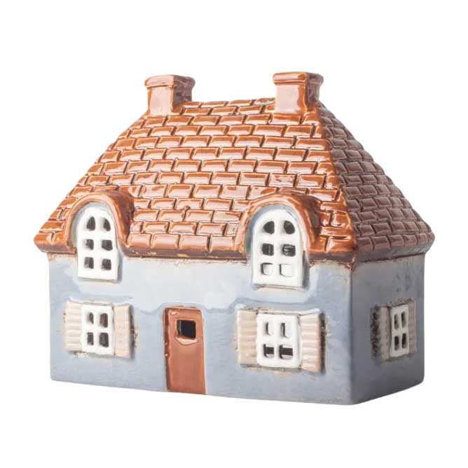 French Country Cotswold Tea Light Cottage Blue