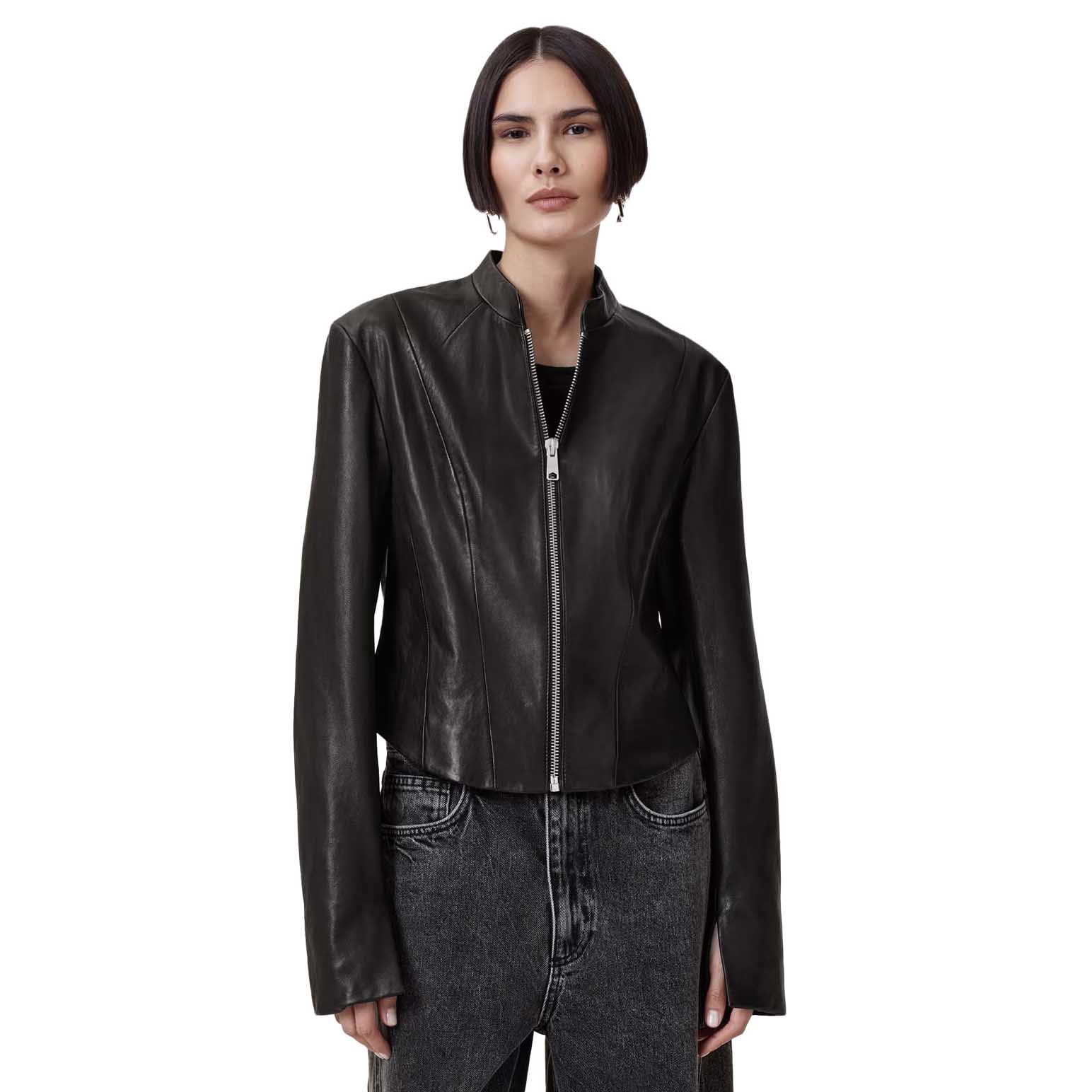 AllSaints Sadler Slim Fit Leather Jacket